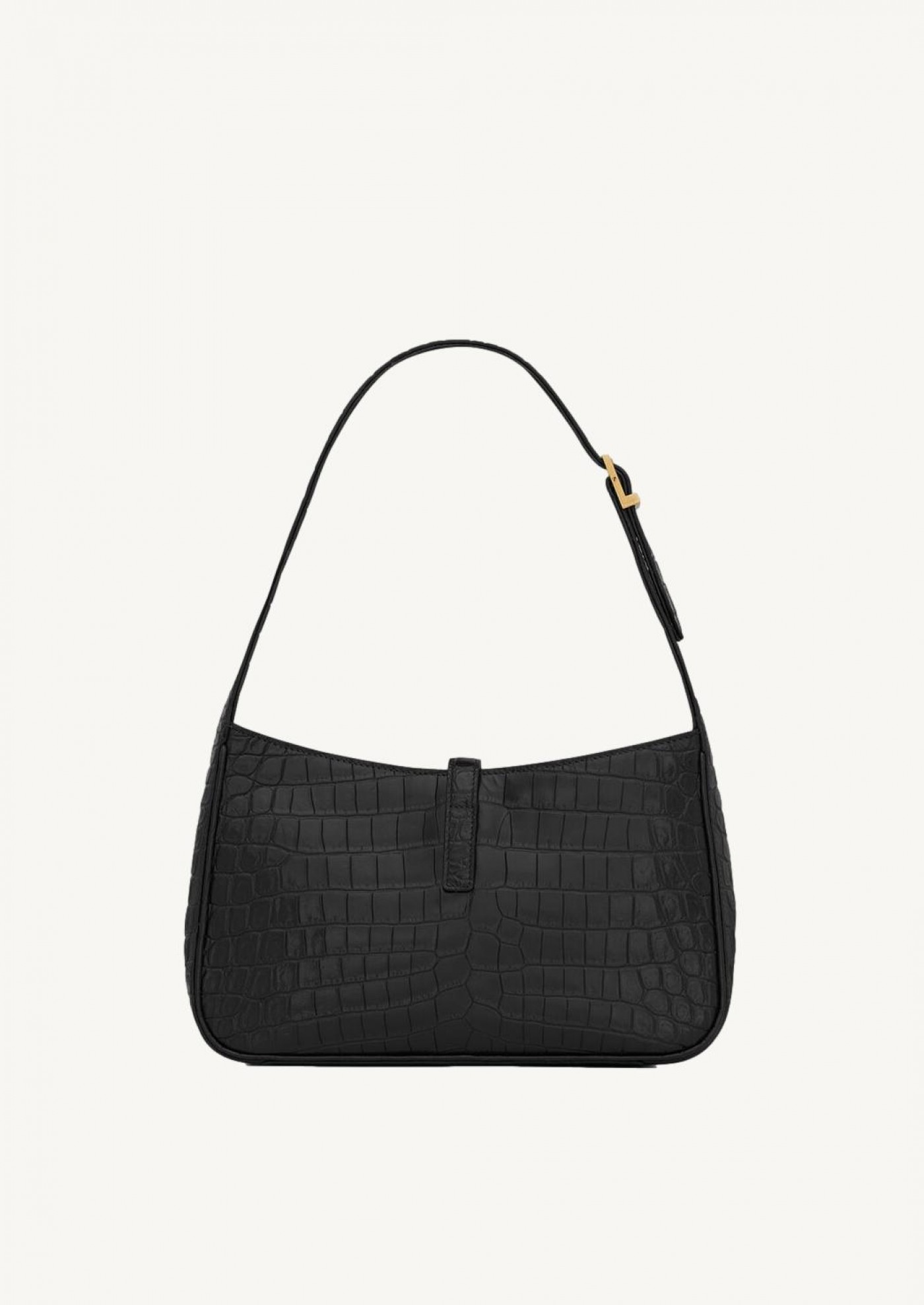 Le 5 à 7 en cuir brillant embossé crocodile noir