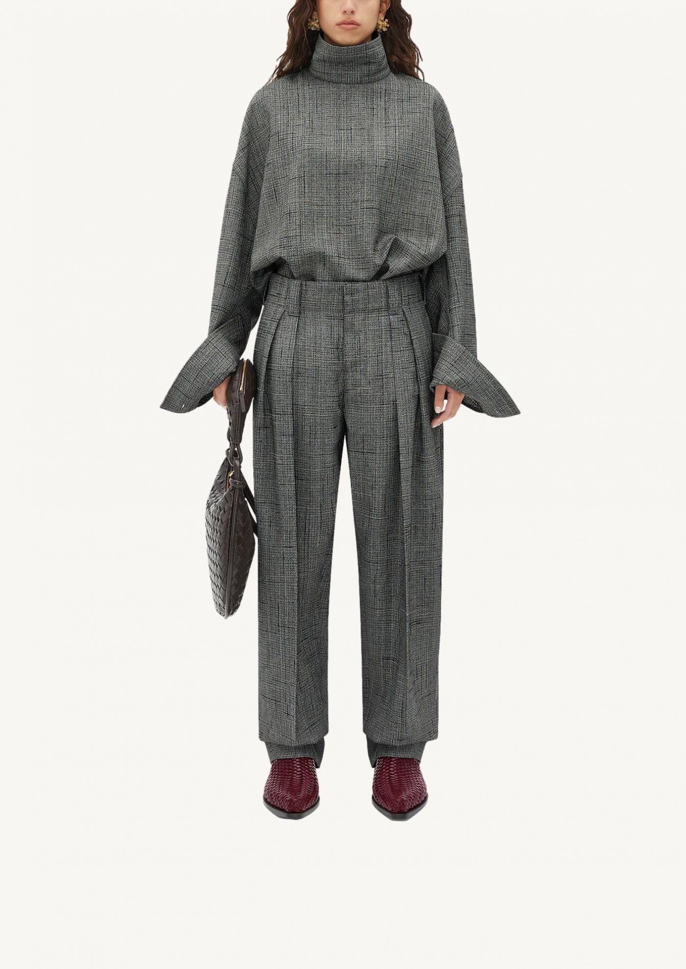 Chemise À Col Montant En Viscose Et Soie Croisées