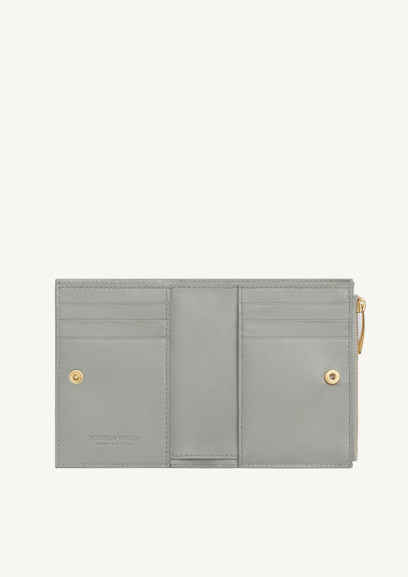 Small Intrecciato Bi-Fold Zip Wallet Agate