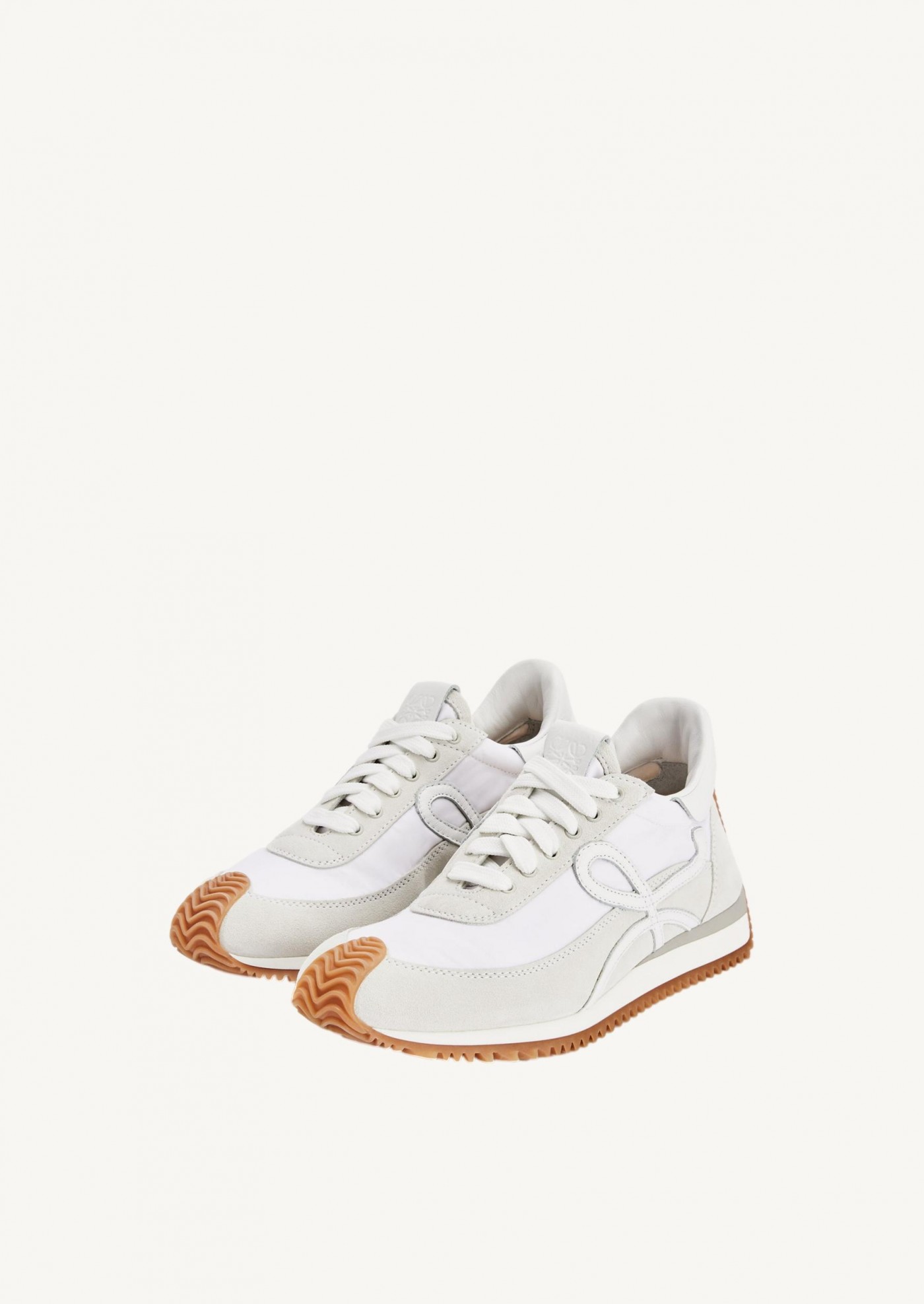 Flow Runner in nylon and suede white