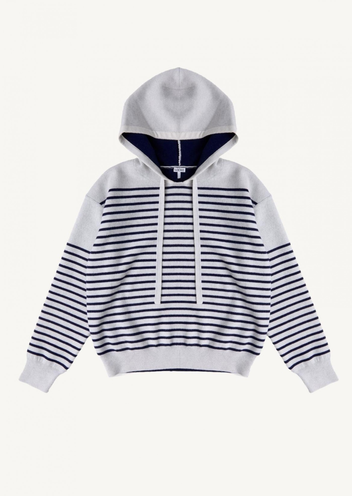Striped wool hoodie white navy