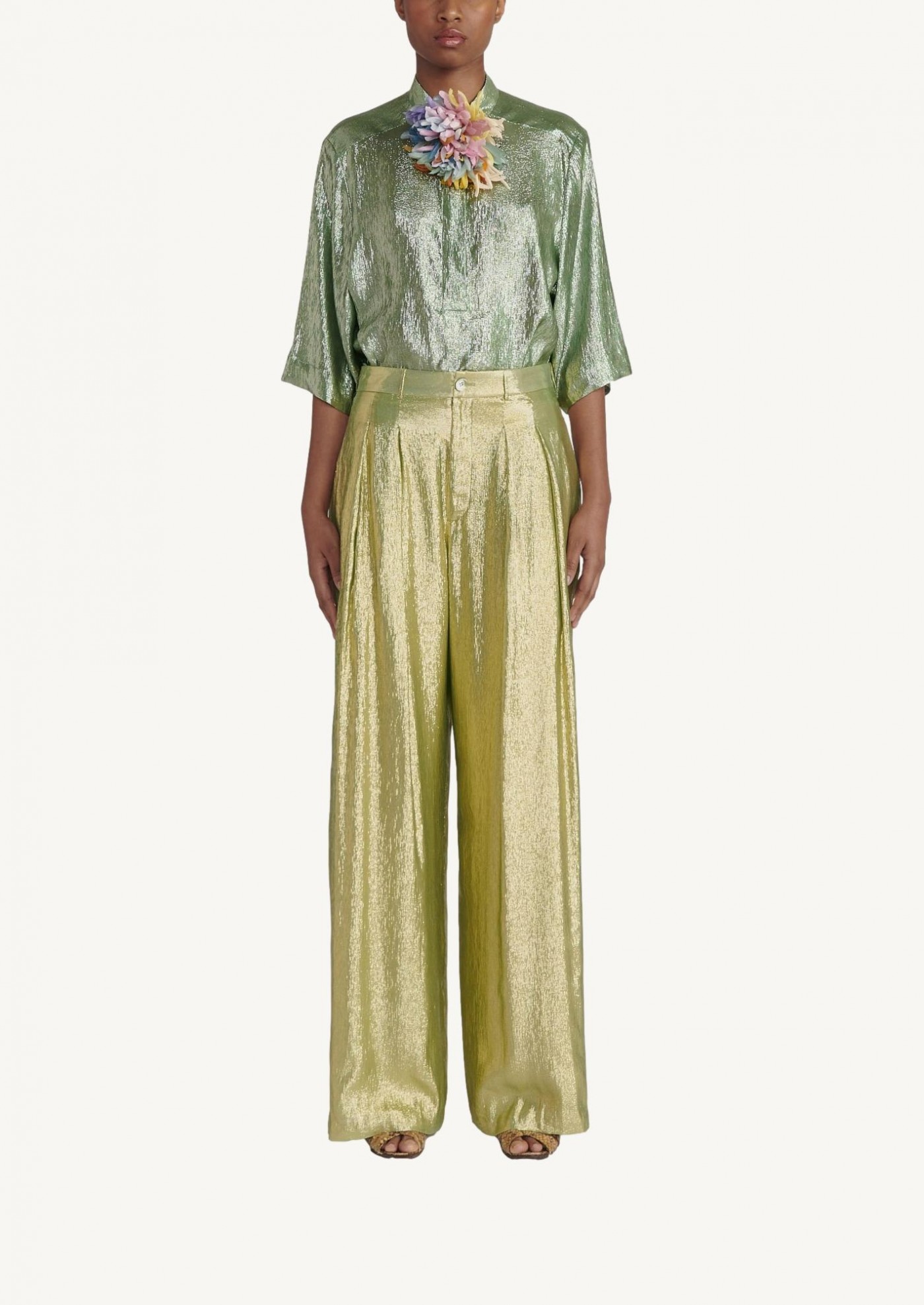 Lurex coconut trousers yellow