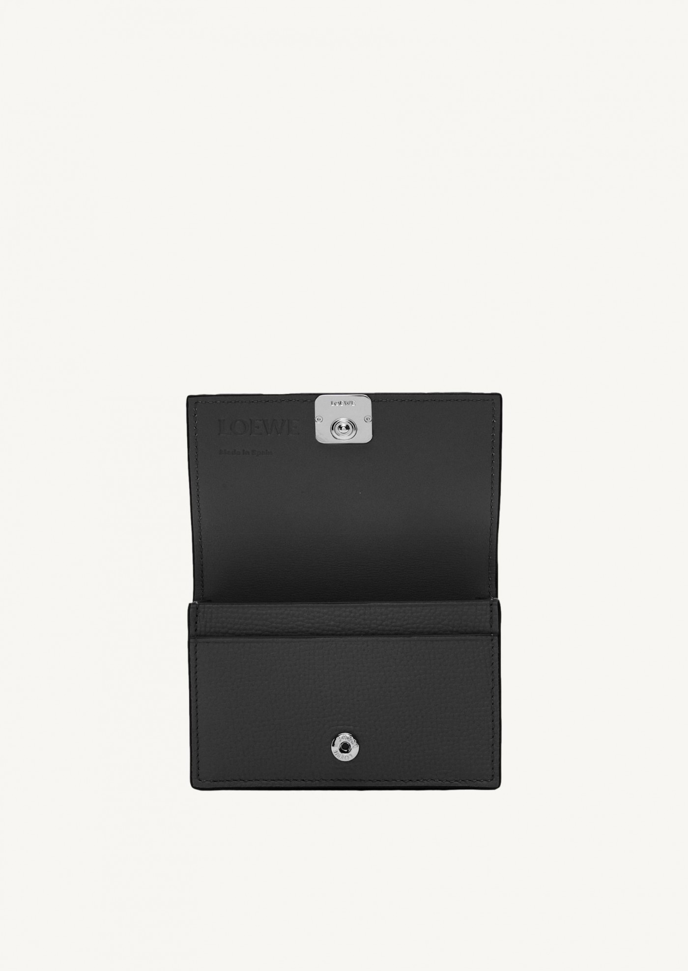 Anagram business cardholder in pebble grain calfskin black
