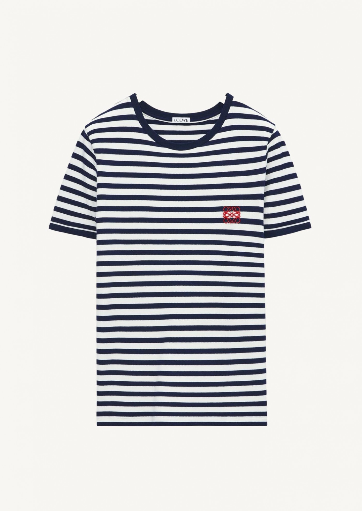 LOEWE asymmetric striped cotton shirt - White