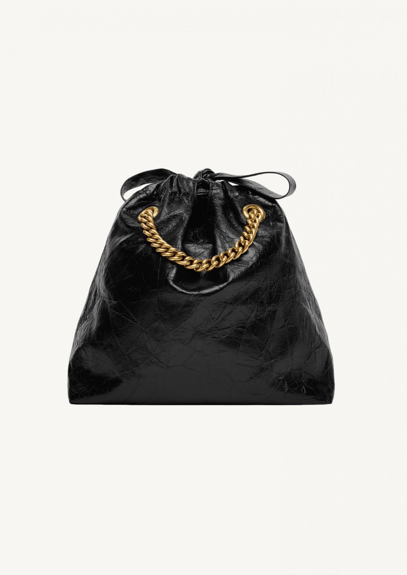 Crush small tote bag in black crushed calfskin