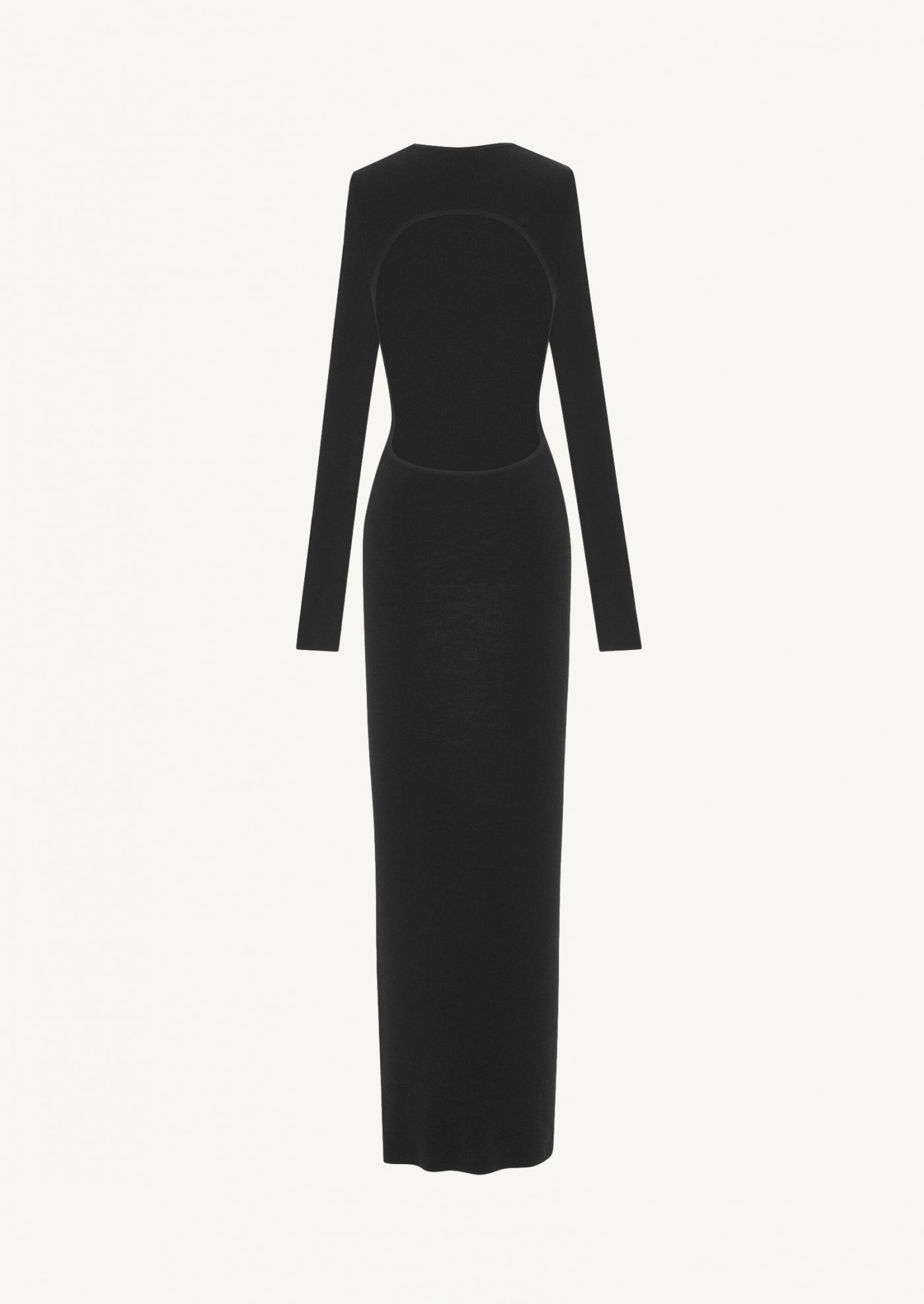 Dress with bare back in cashmere, wool and silk