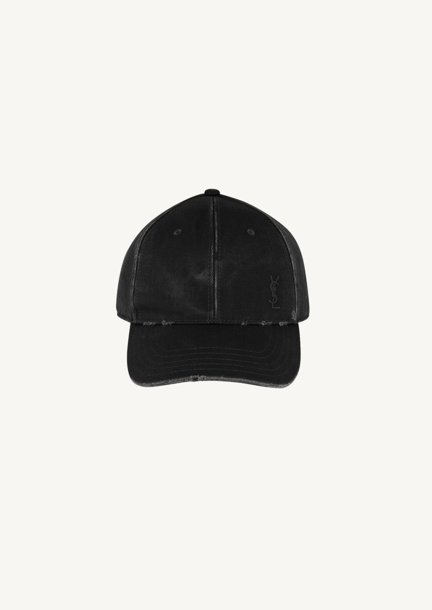 Cassandra cap in distressed denim black