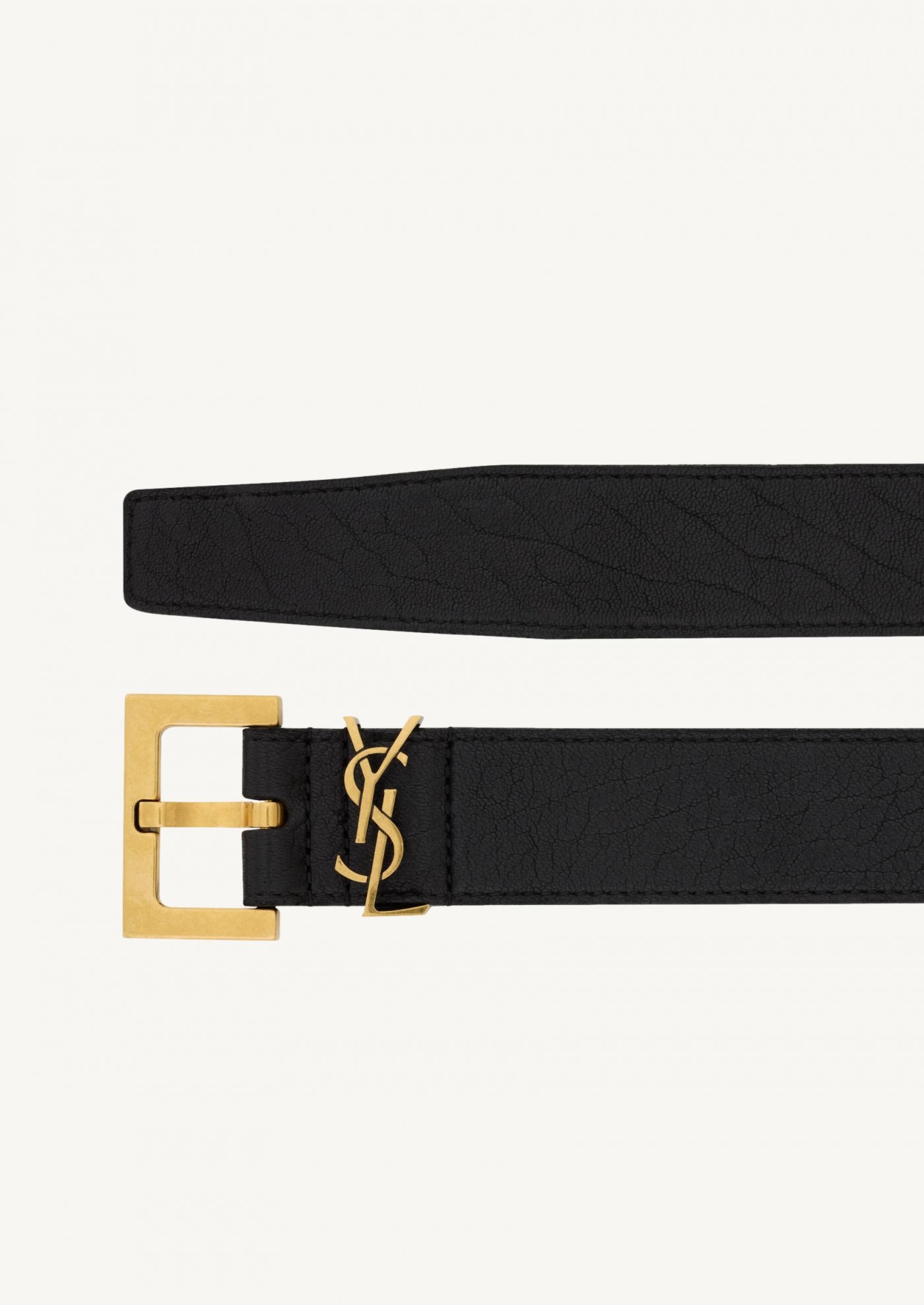 Cassandra belt with square buckle in grained lambskin leather black