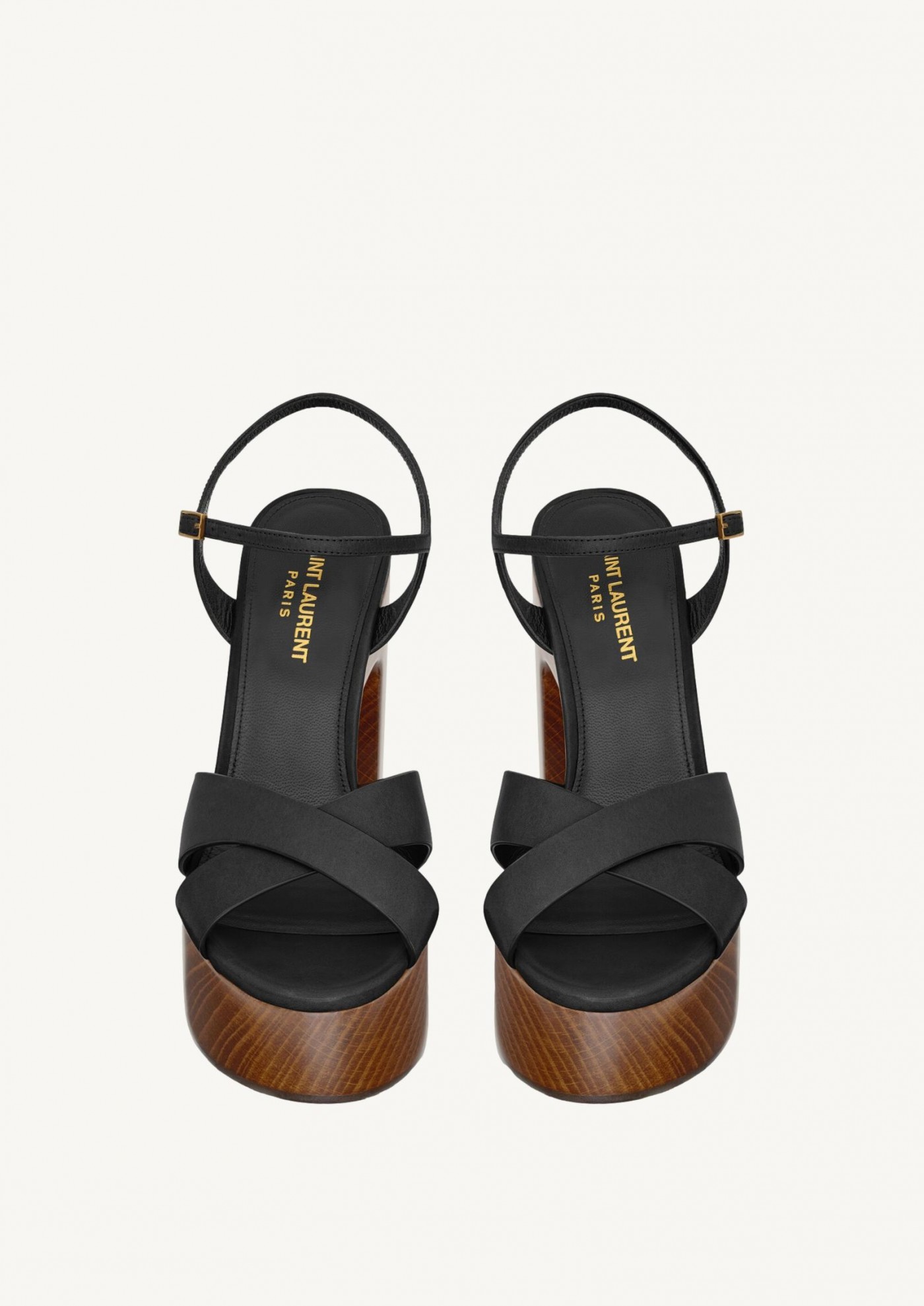 Bianca sandales à plateforme en cuir lisse noir