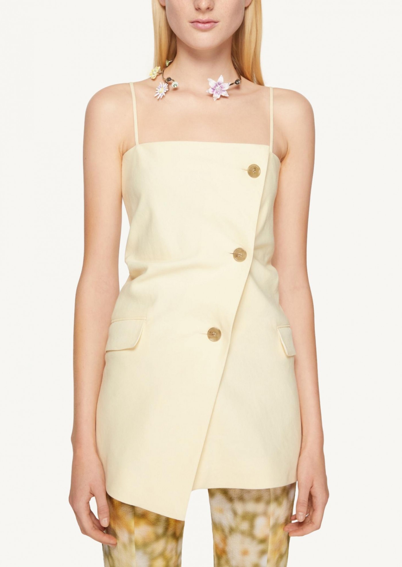 Dress top with yellow straps