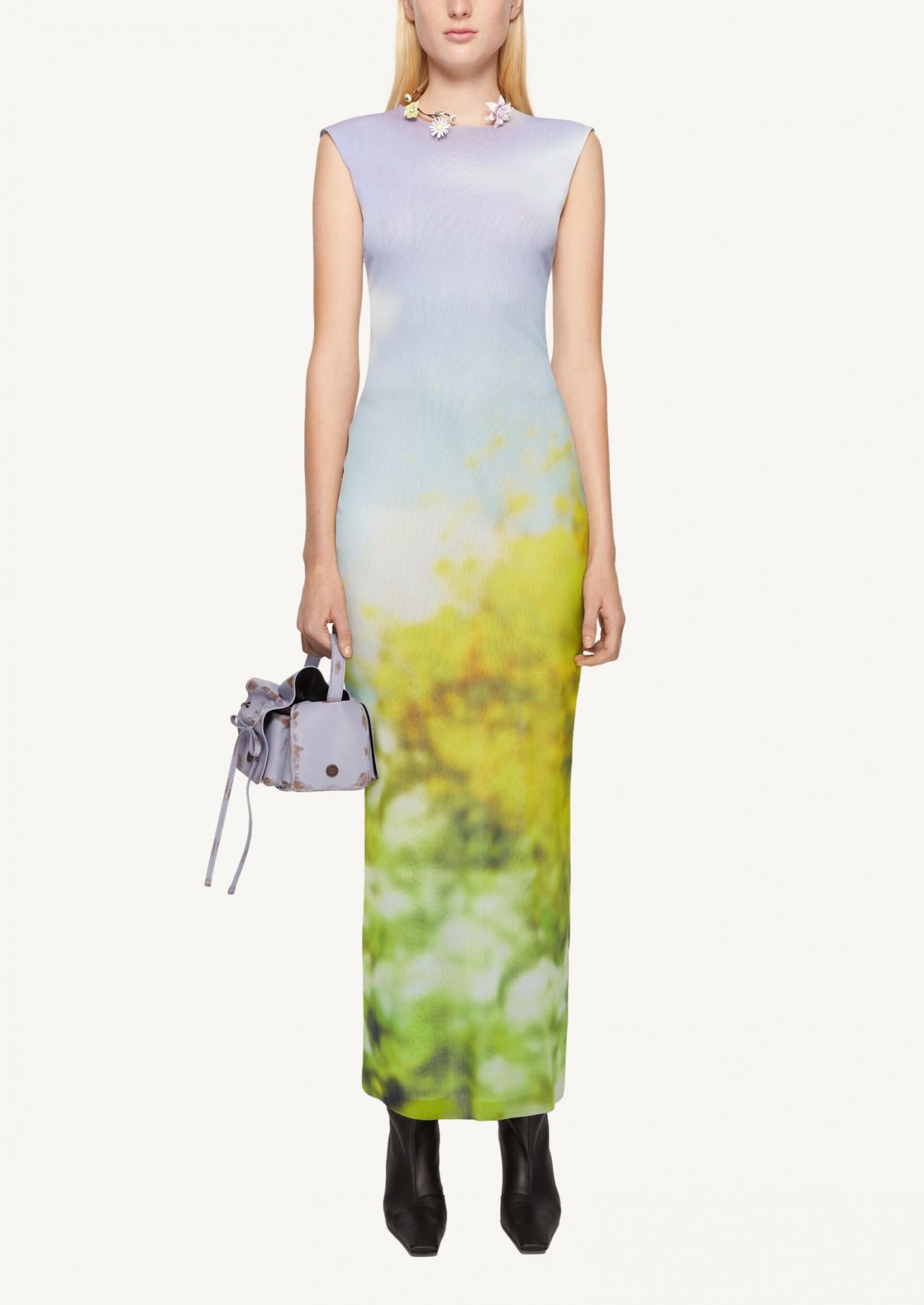 Blurred print sleeveless dress