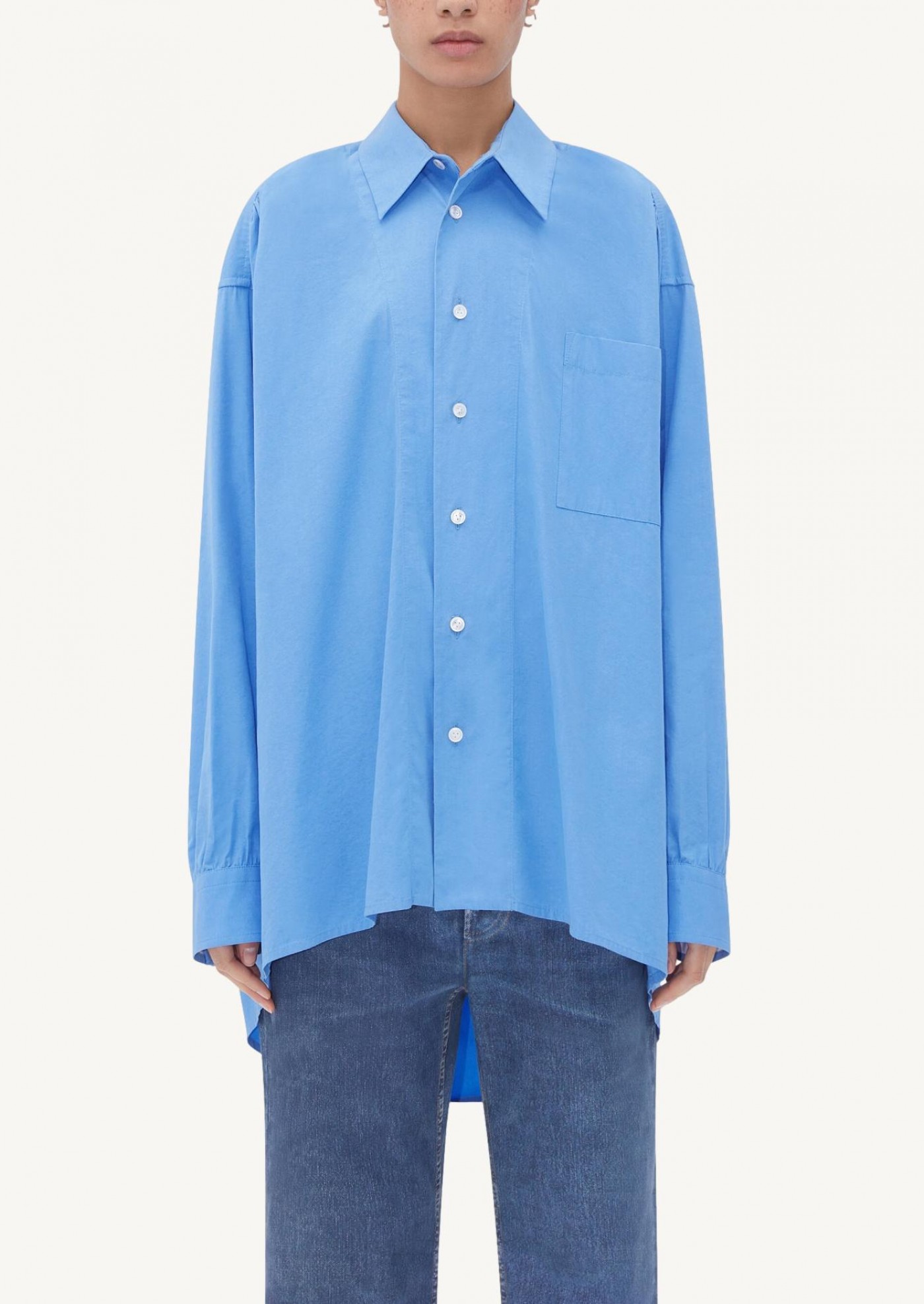 Blue compact cotton shirt
