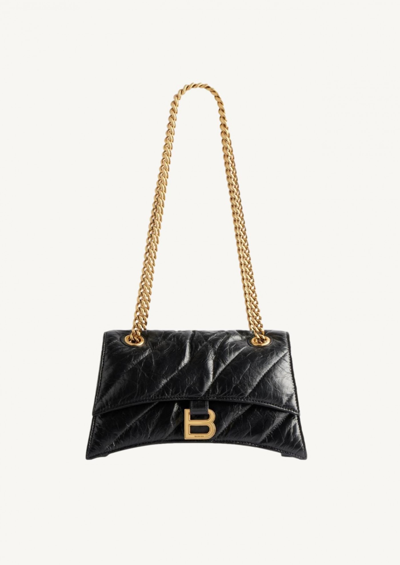 Women's crush small chain bag quilted in black