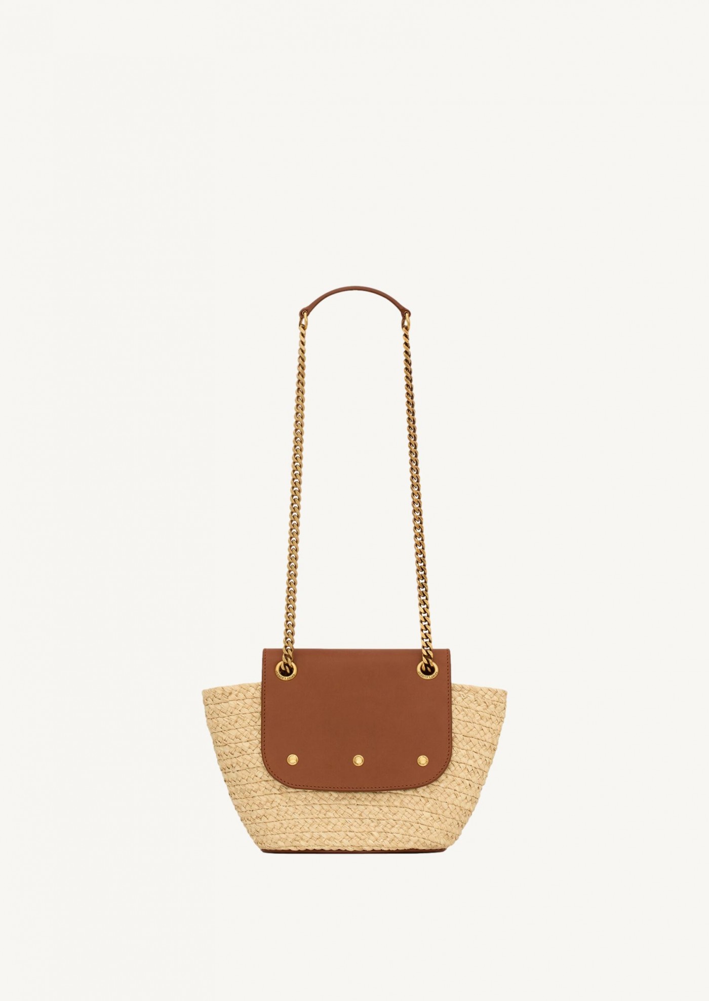 Mini basket in raffia and vegetable-tanned leather