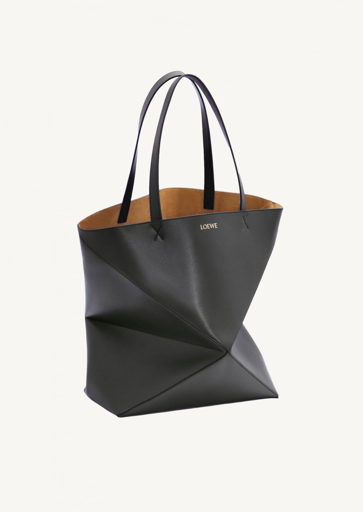 Large Puzzle Fold Tote in shiny calfskin