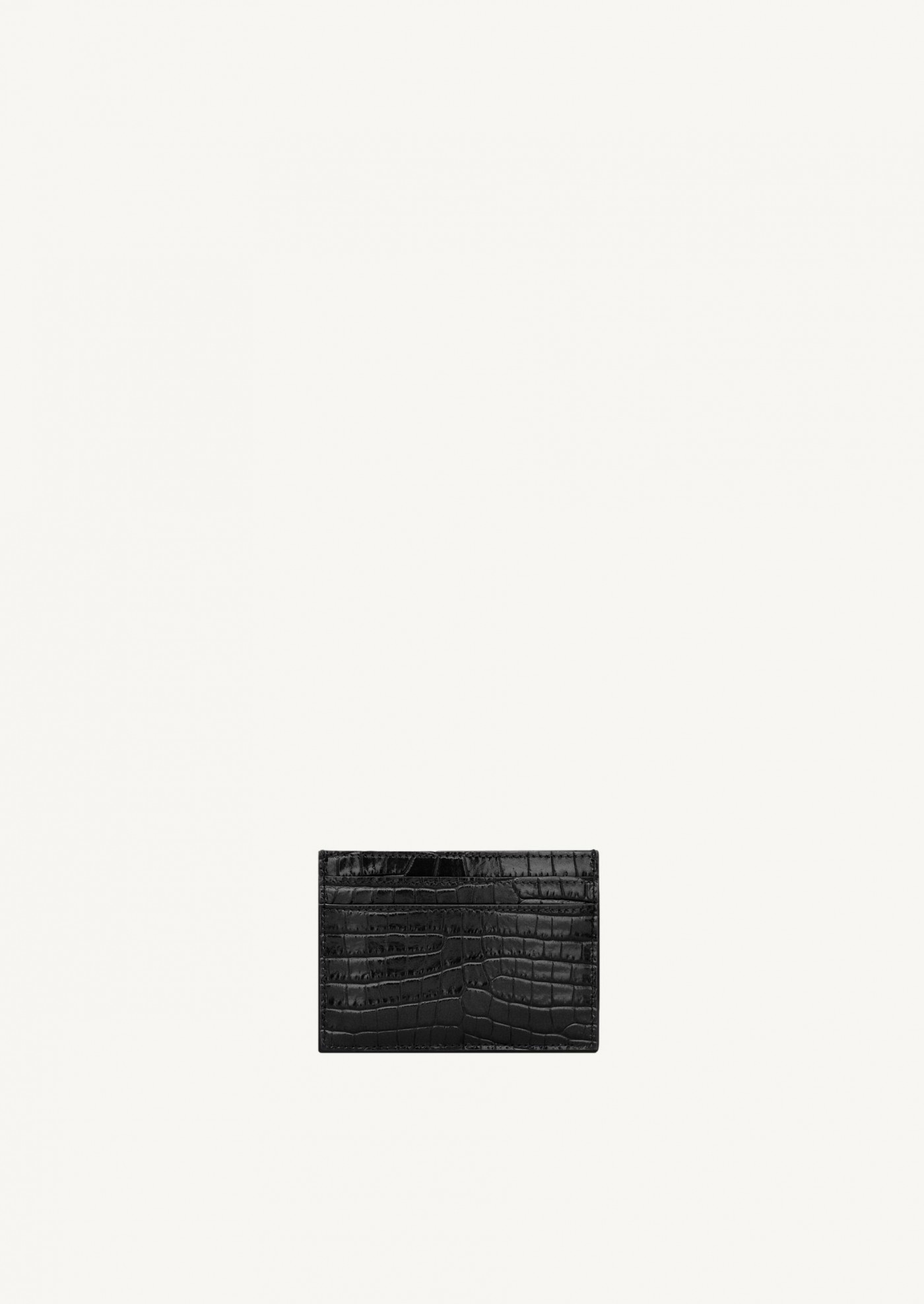 Cassandre card case in crocodile-embossed shiny leather