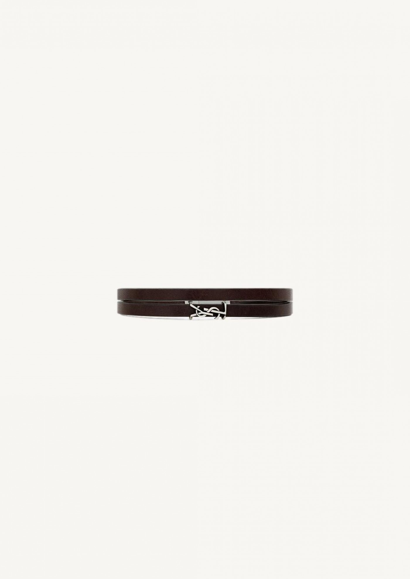 Cassandre bracelet double tour en cuir marron Saint Laurent