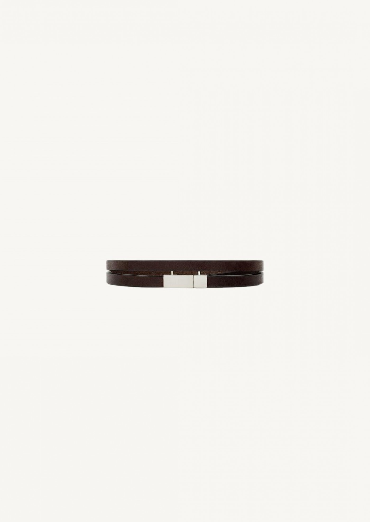 Cassandre double-wrap bracelet in leather brown
