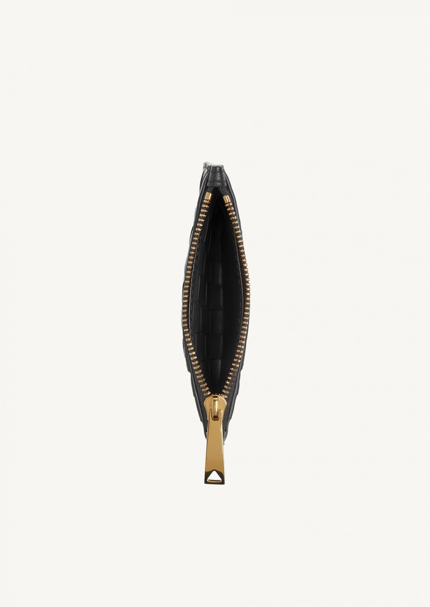 Leather card case Intrecciato black