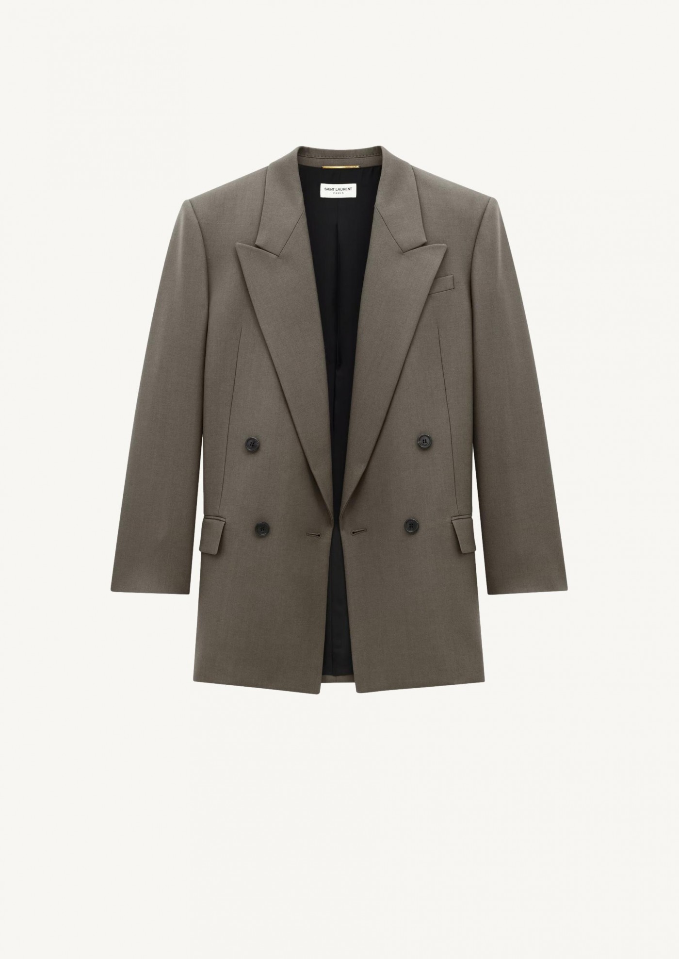 Veste en gabardine de laine grise Saint Laurent