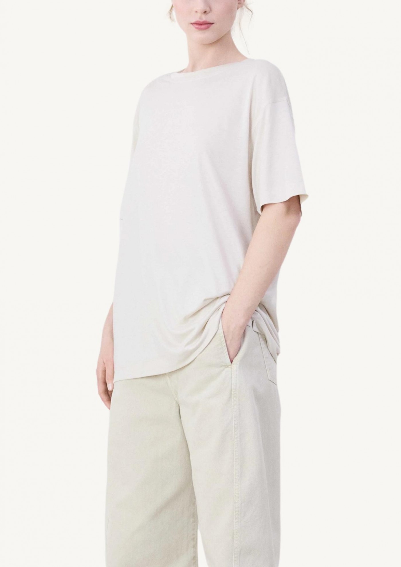 Cream short-sleeved T-shirt Lemaire