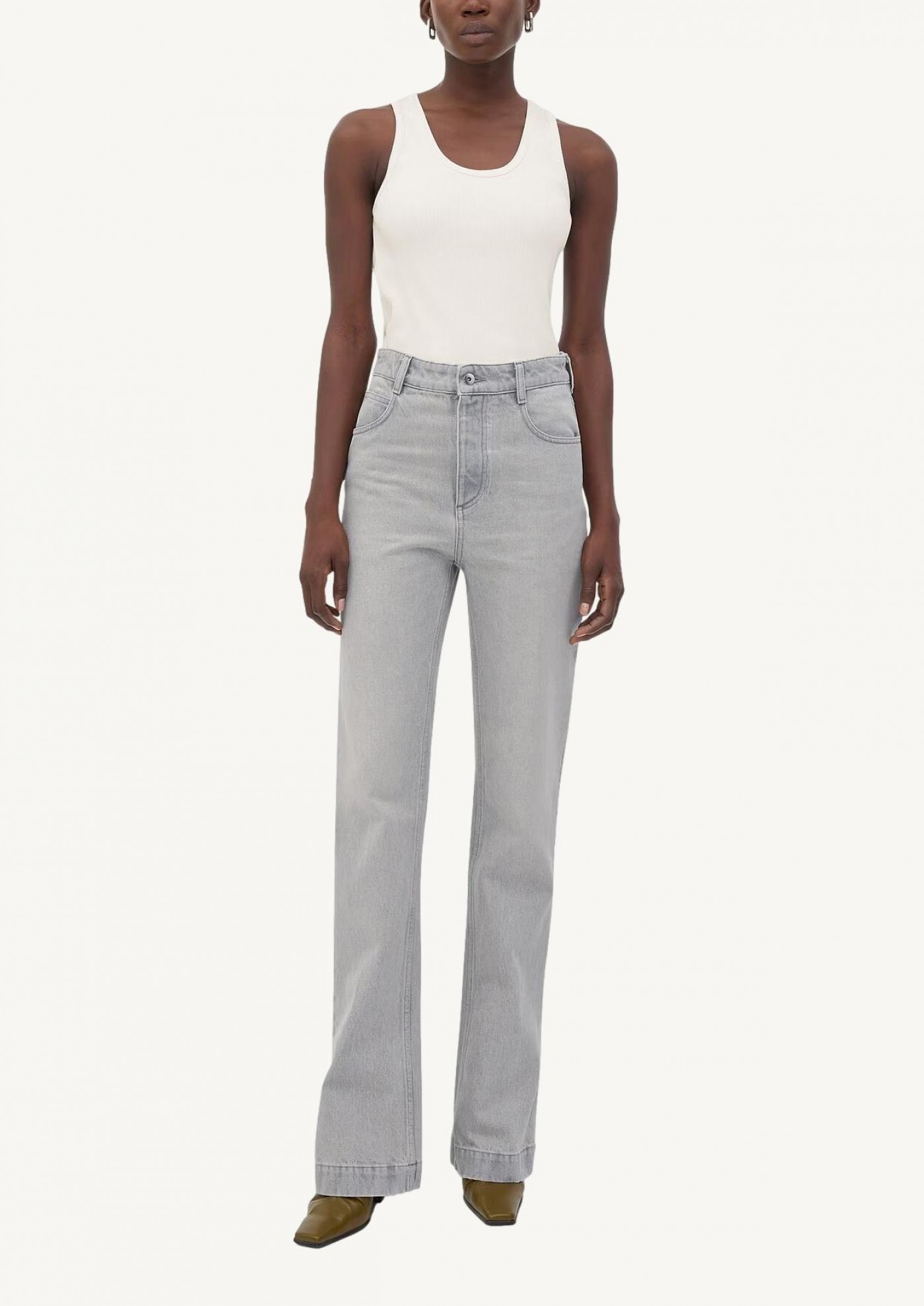 Light Grey Flared Wash Jeans