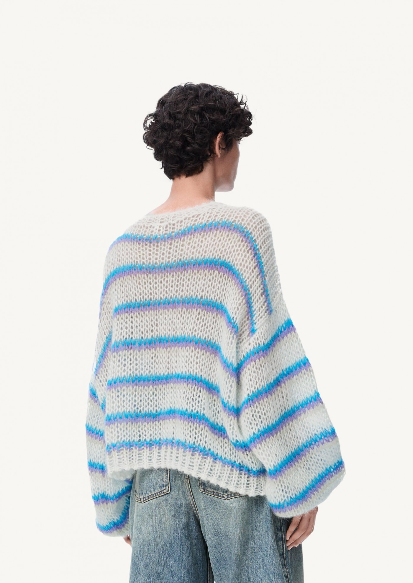 Scarf in mohair and wool Blue - LOEWE