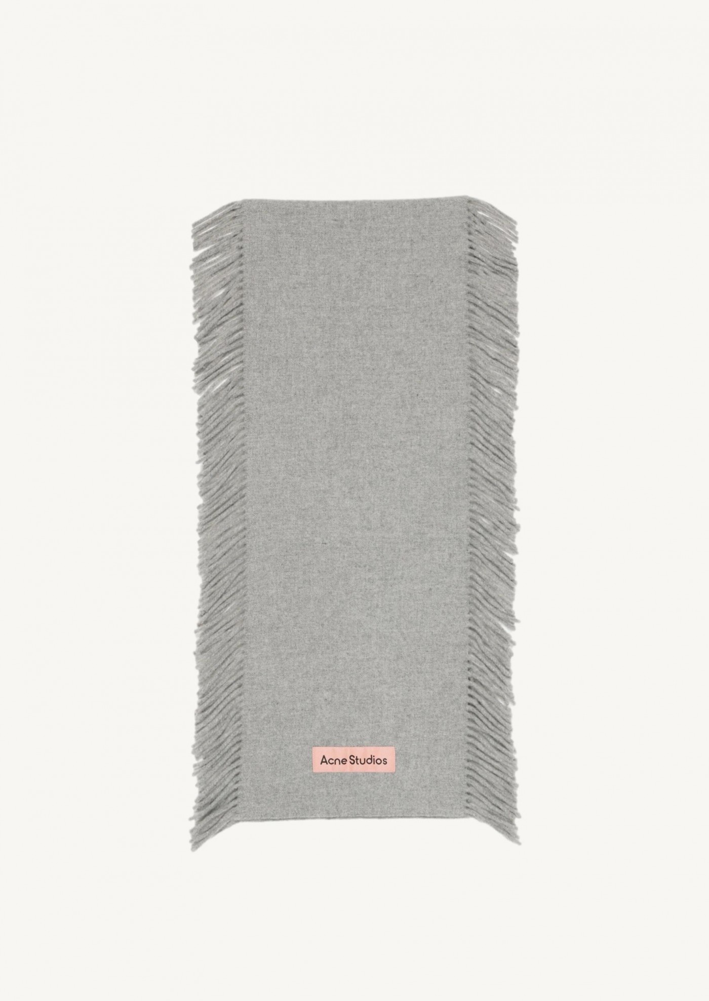 Fringe wool scarf light grey