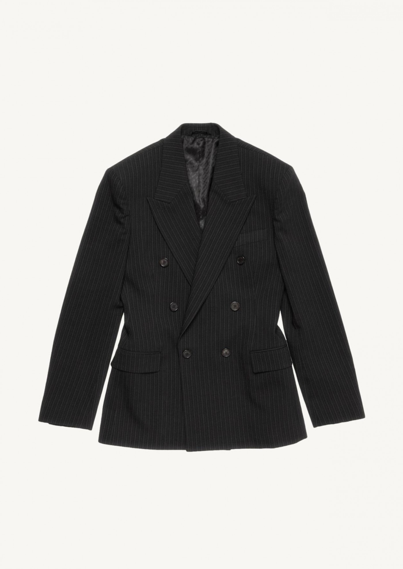 Double-breasted pinstripe jacket black