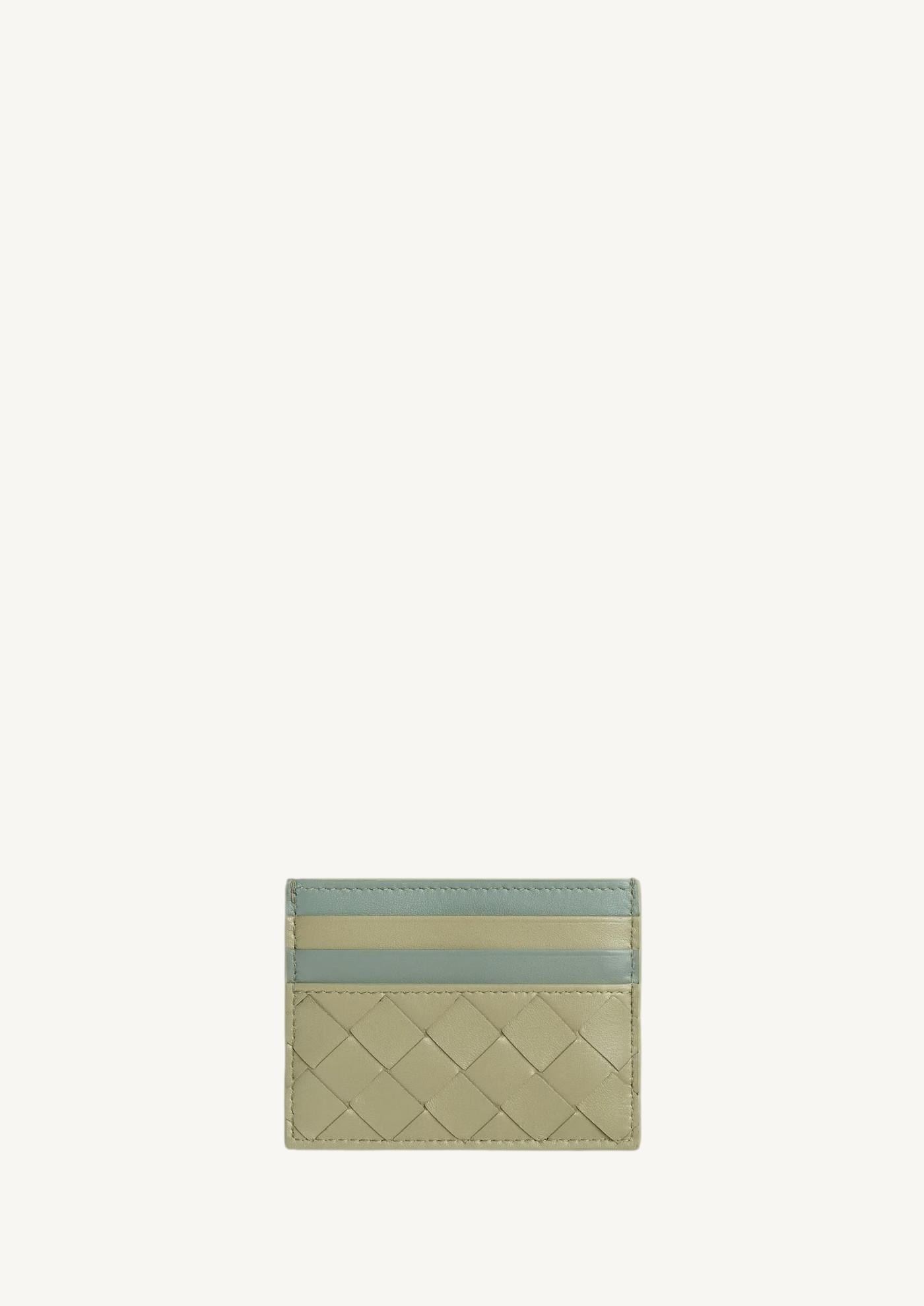 Étui pour cartes intrecciato travertine/sauge