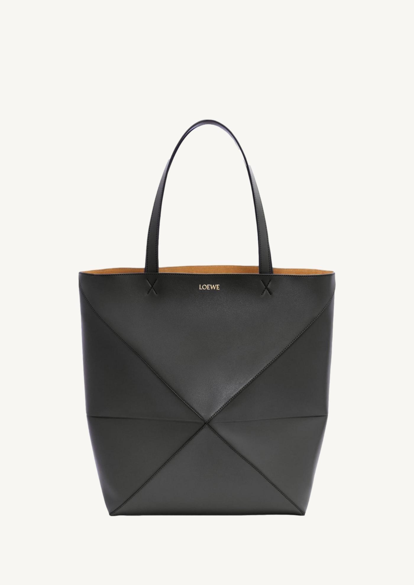 Puzzle Fold Tote XL en cuir de veau brillant noir Loewe Puzzle Fold Tote XL en cuir de veau brillant noir Loewe