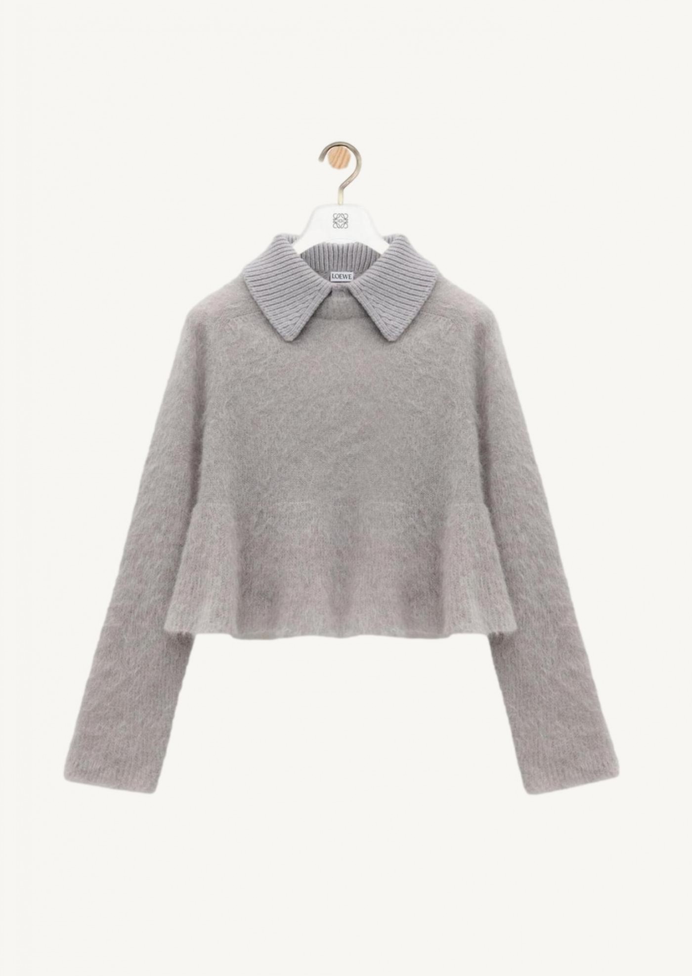 Polo sweater in grey mohair blend - Loewe