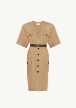 ワンピース Saint Laurent Twill Saharienne Dress Saint Laurent Saharienne Shirt Dress | Neutrals | FARFETCH