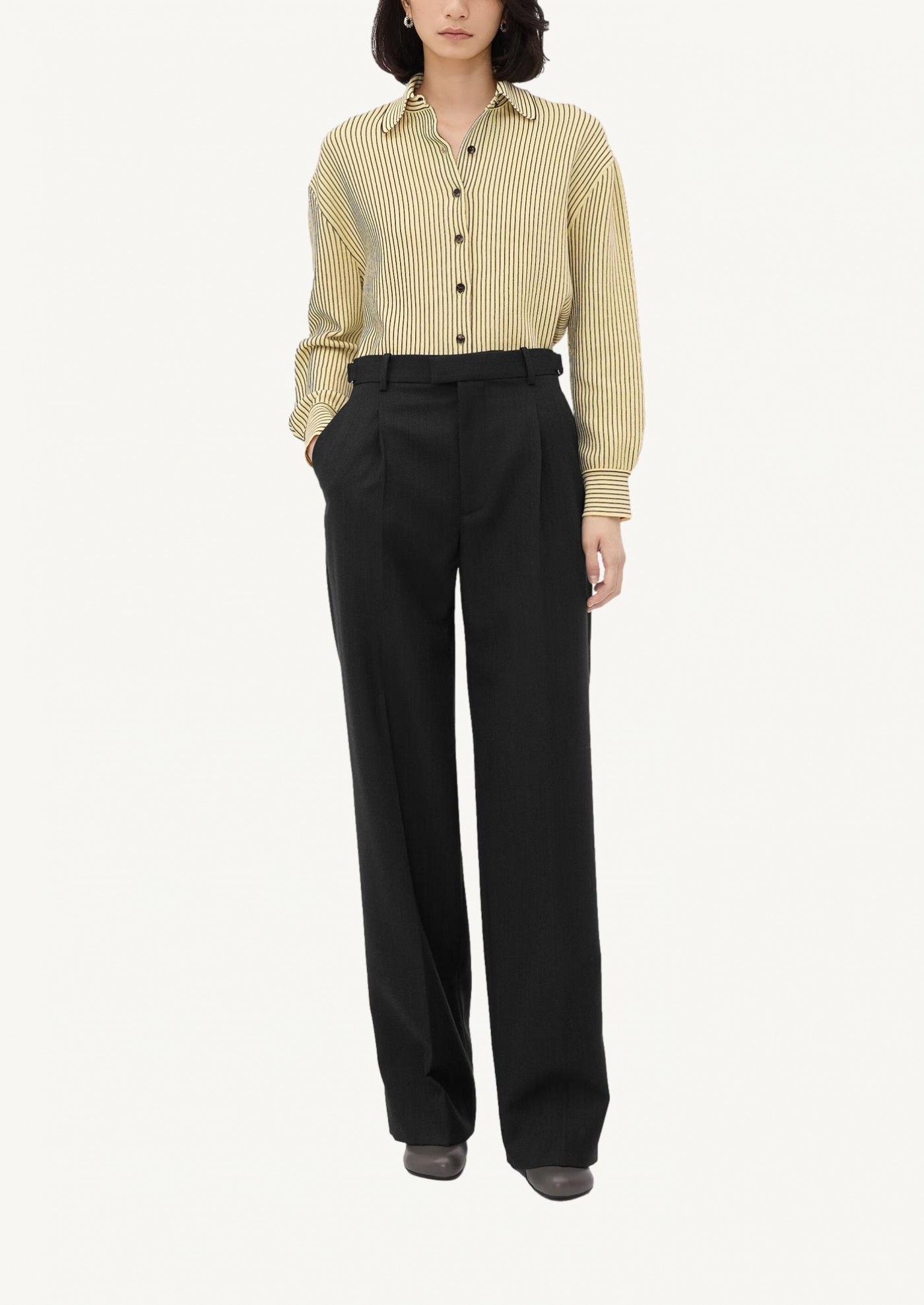 Black striped wool pants