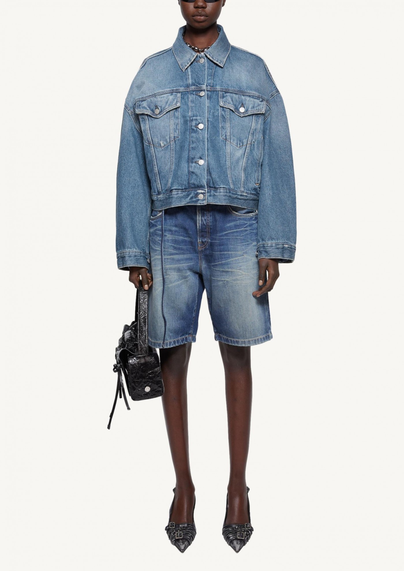 Veste en jean à coupe raccourcie décontractée bleu Acne Studios Veste en jean à coupe raccourcie décontractée bleu Acne Studios