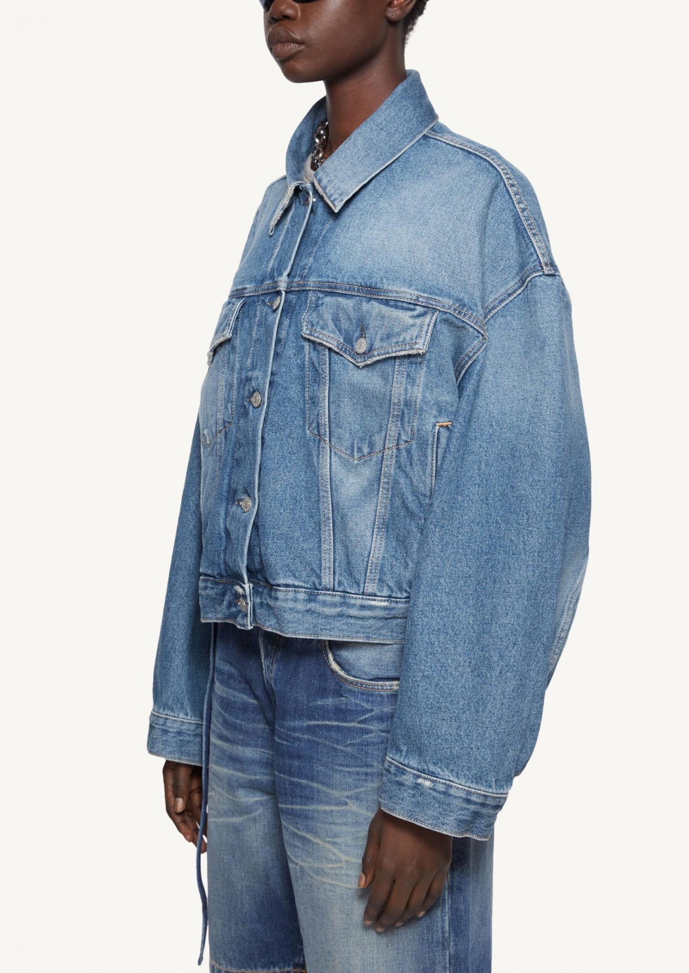 Veste en jean à coupe raccourcie décontractée bleu Acne Studios Veste en jean à coupe raccourcie décontractée bleu Acne Studios