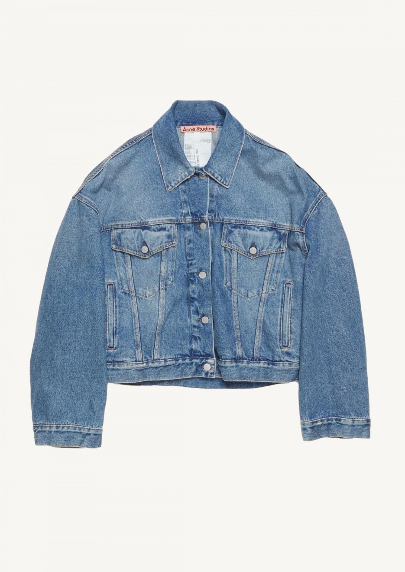 Veste en jean à coupe raccourcie décontractée bleu