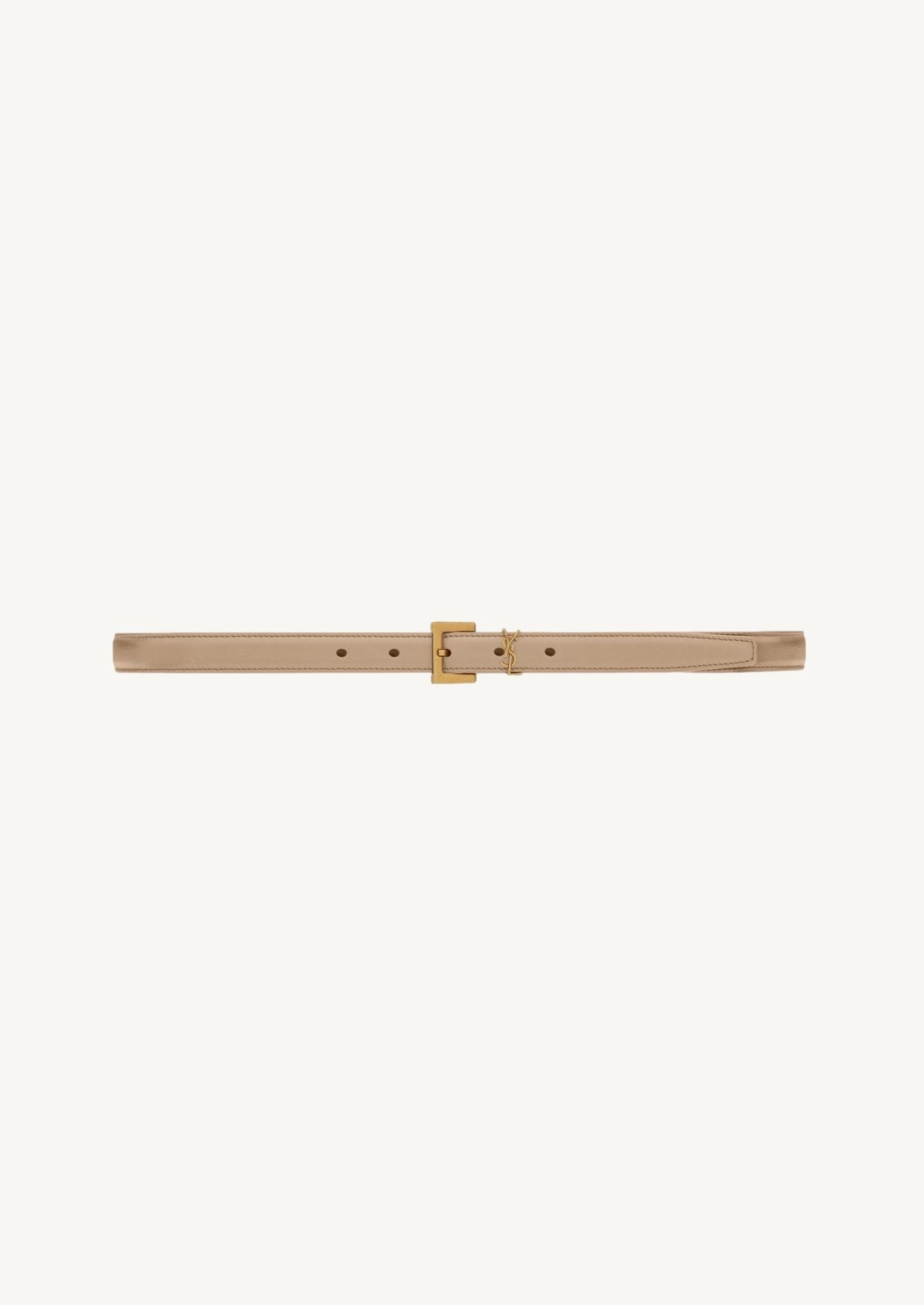 Fine cassandre belt in dark beige smooth leather