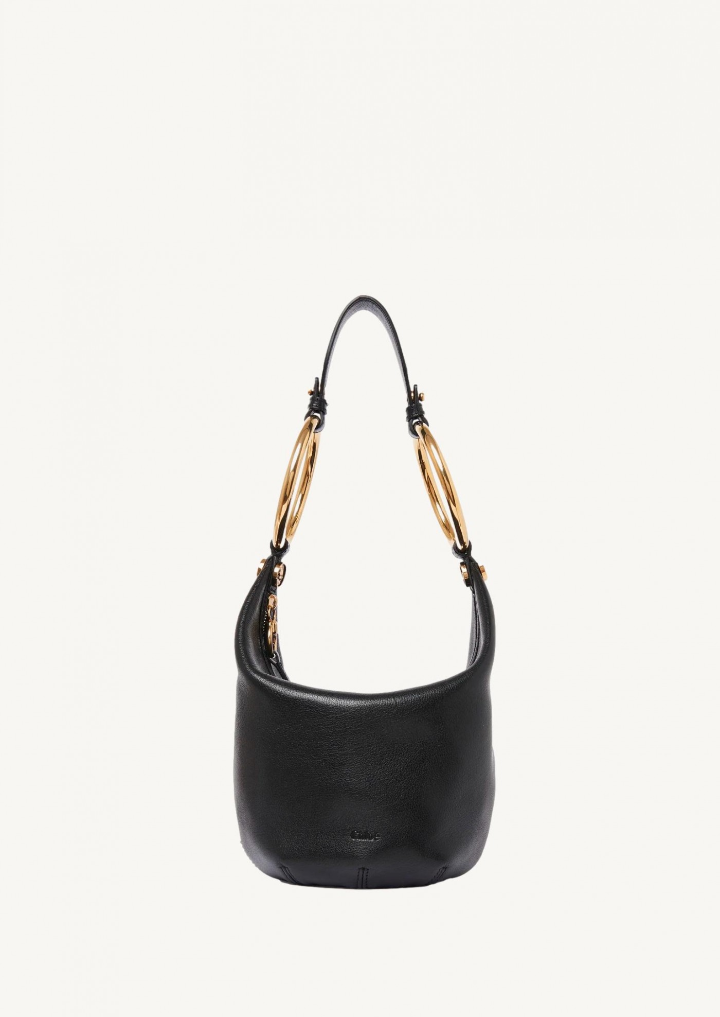 Small shoulder bag Bracelet bag in black grained leather