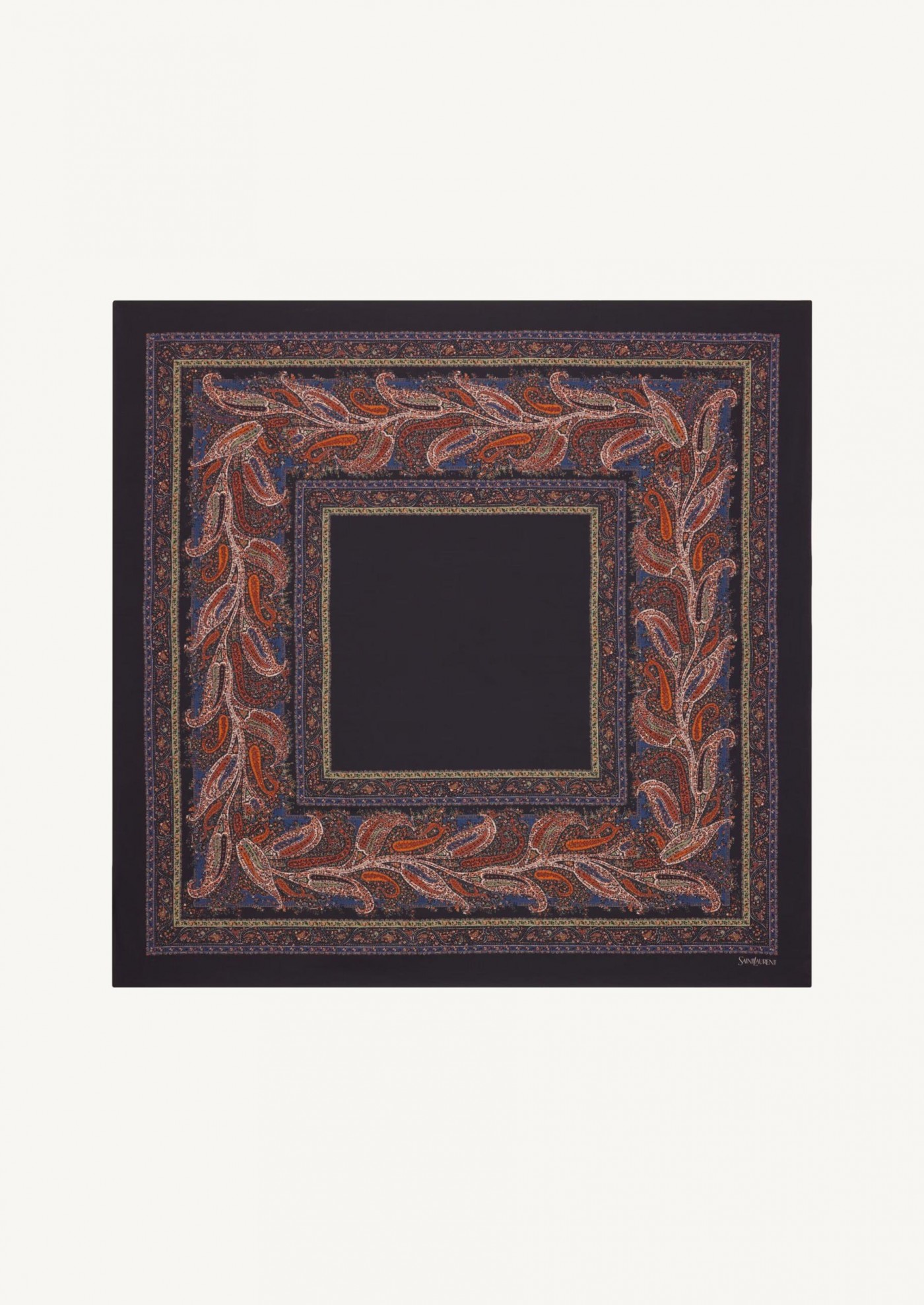 Square in paisley silk twill