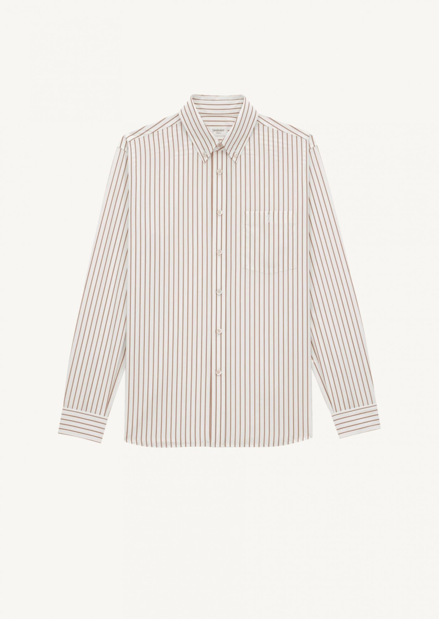 Chemise Cassandre à rayures caramel Saint Laurent