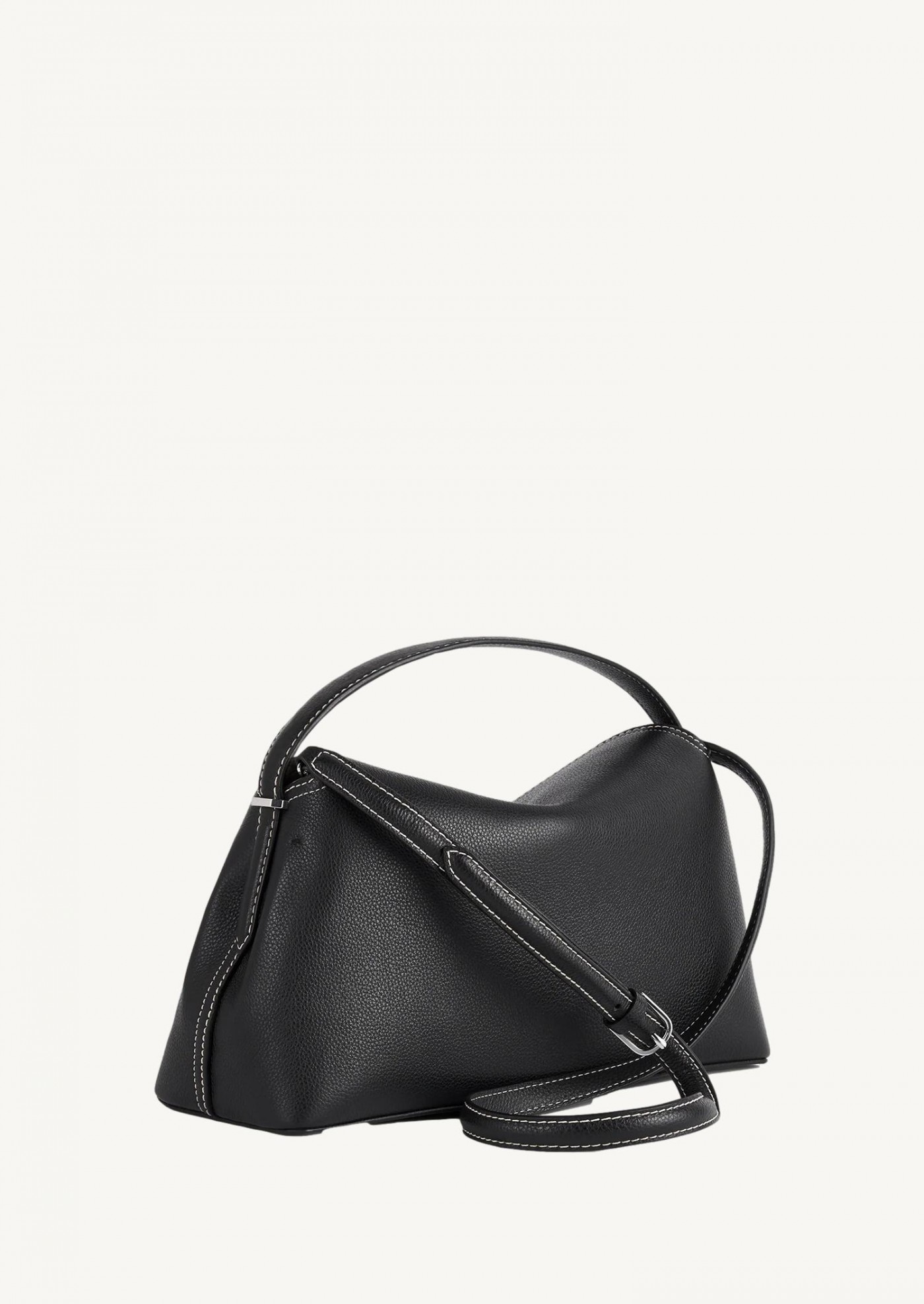 T-Lock grained-leather top handle black