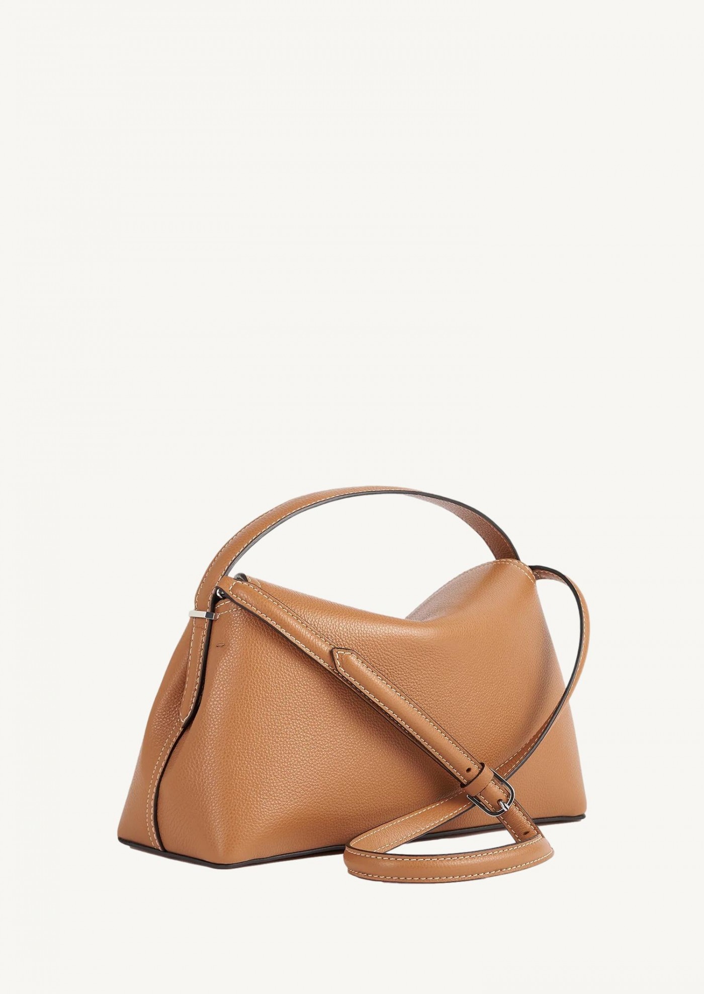 T-Lock grained-leather top handle tan