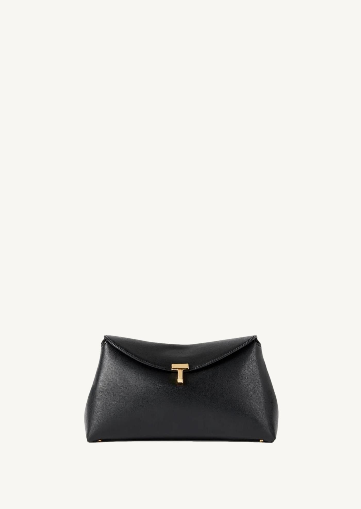 T-Lock leather clutch black Totême T-Lock leather clutch black Totême