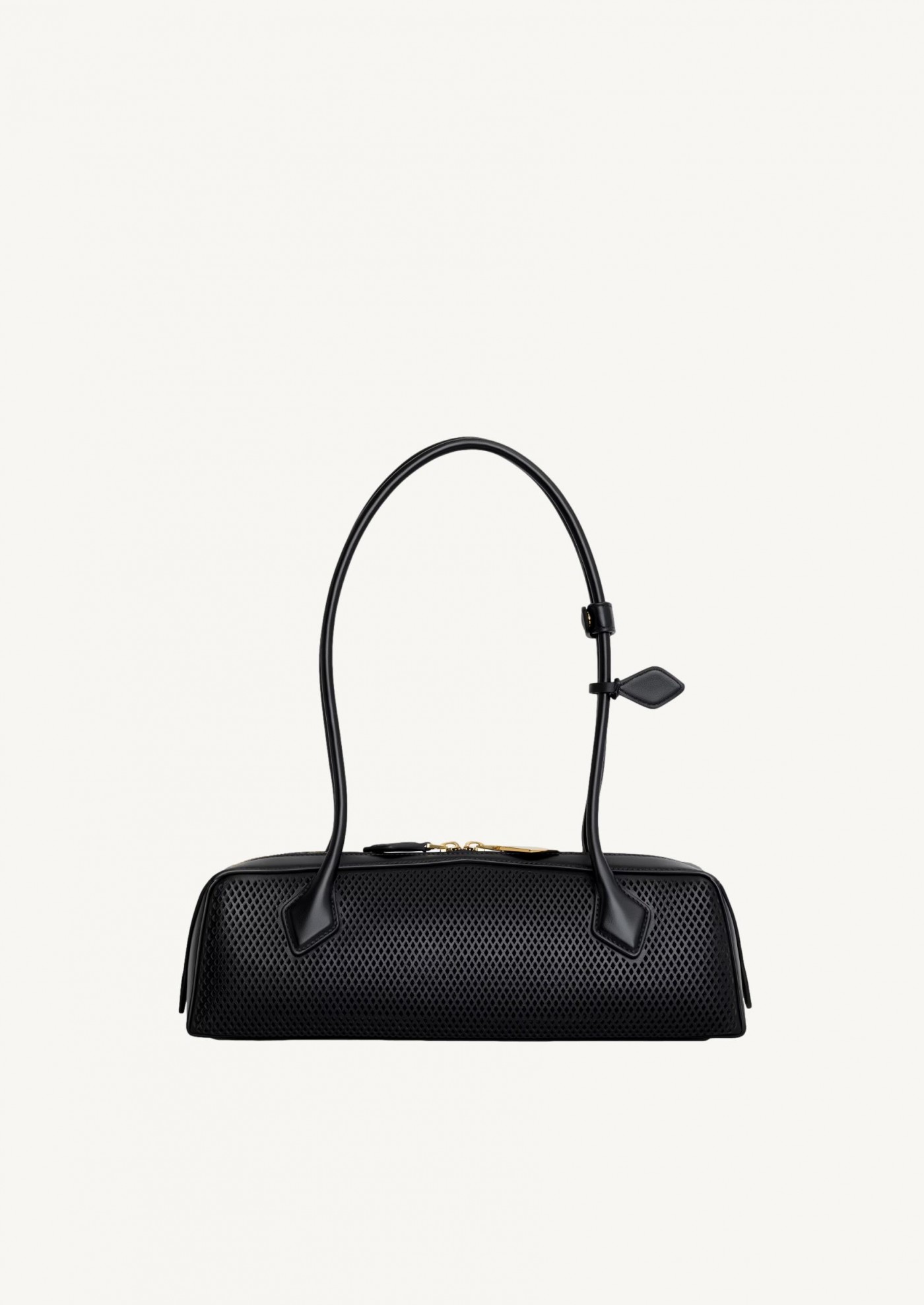 Dachshund medium in black fishnet leather