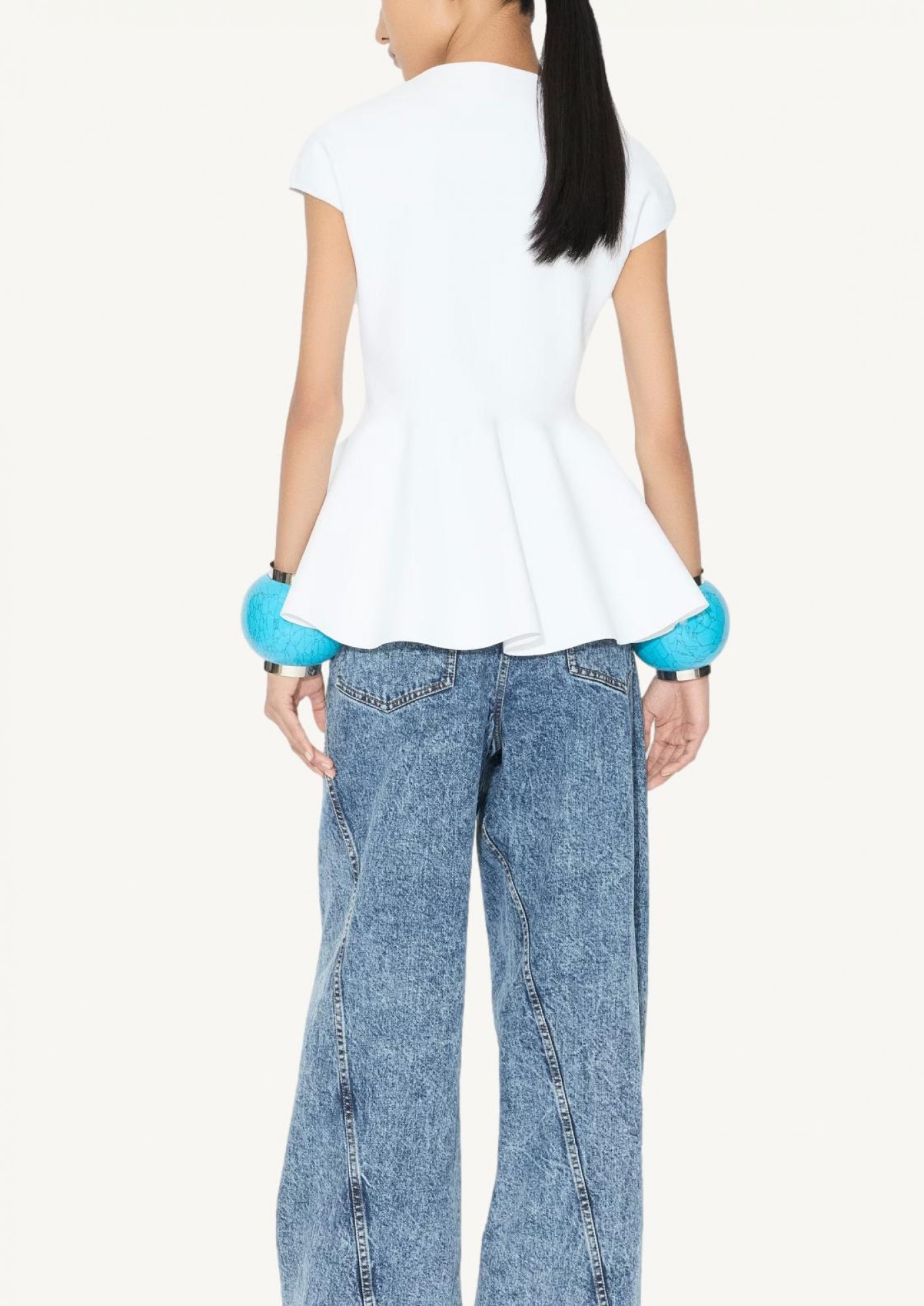 Haut Peplum en maille blanc