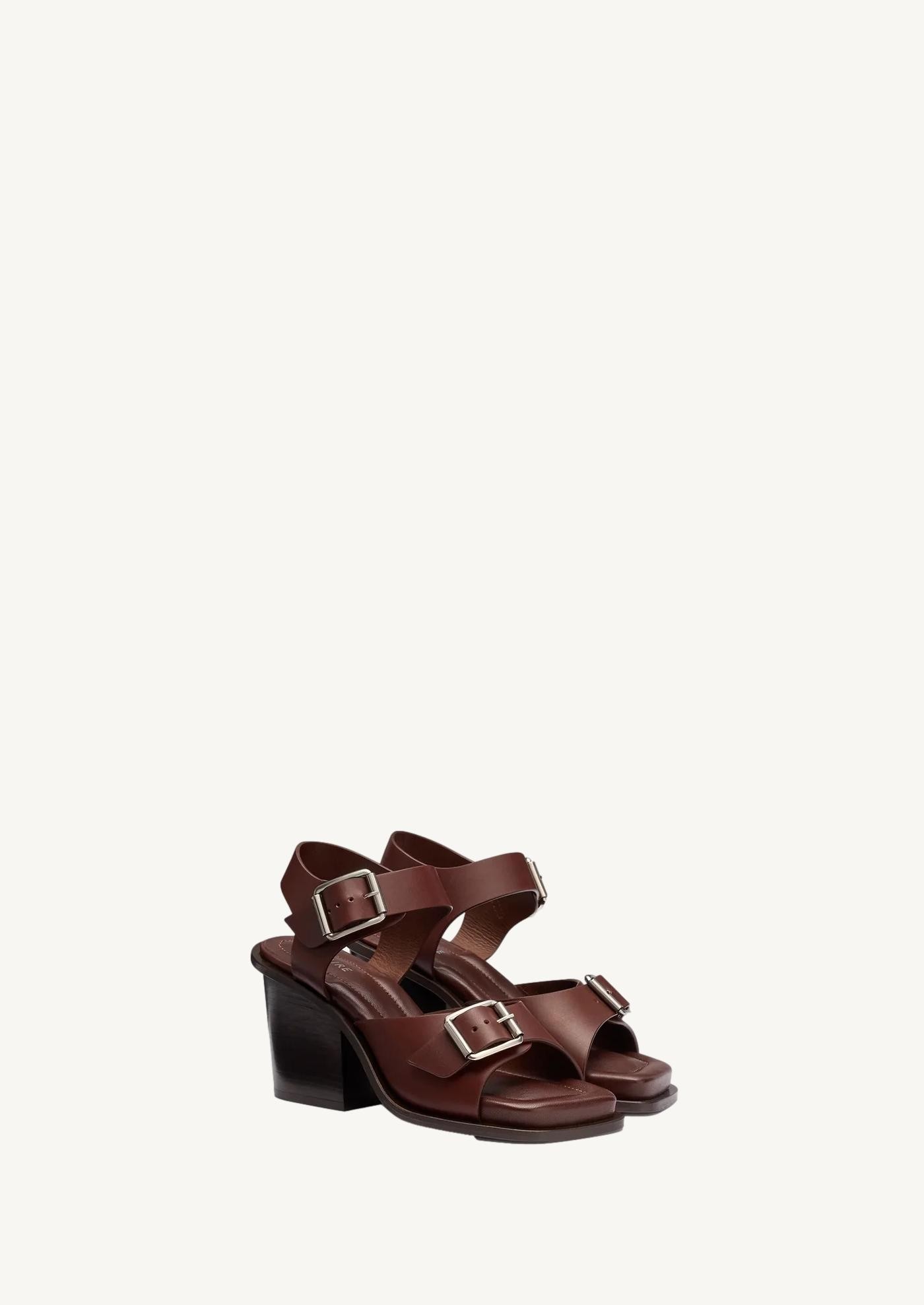 Brown sandals with straps and square heels
