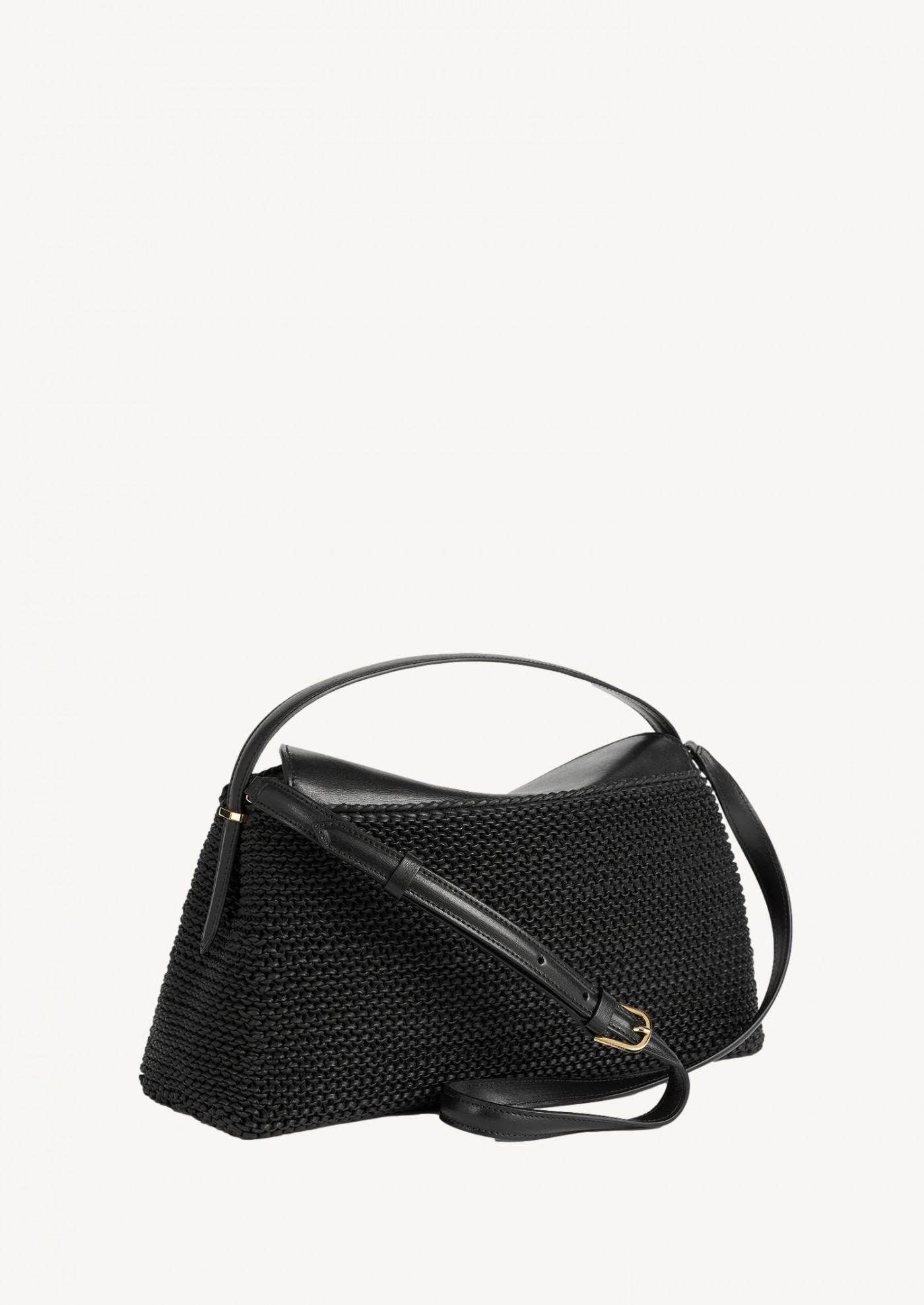 T-Lock black braided leather top handle