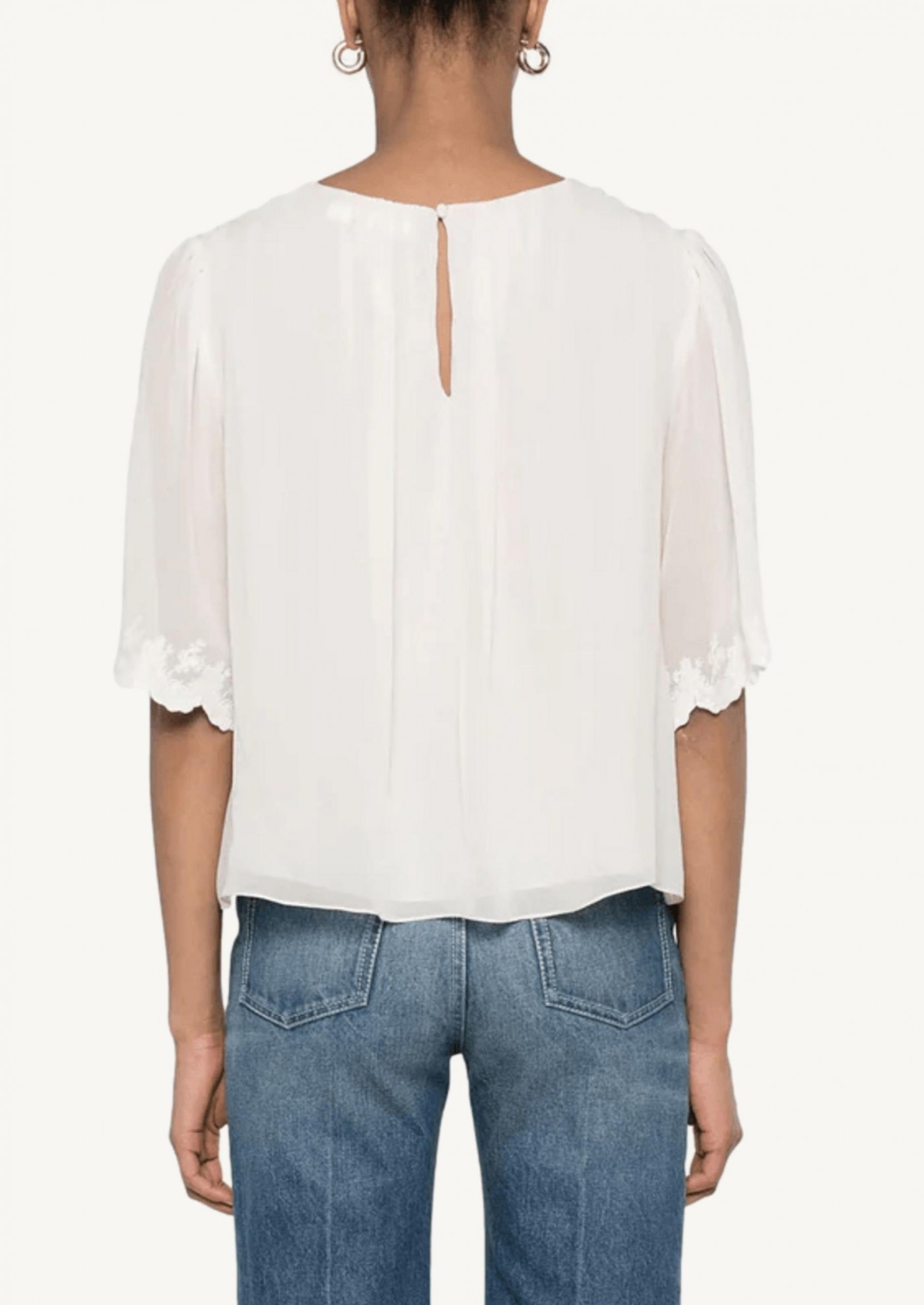 White dusty silk blouse