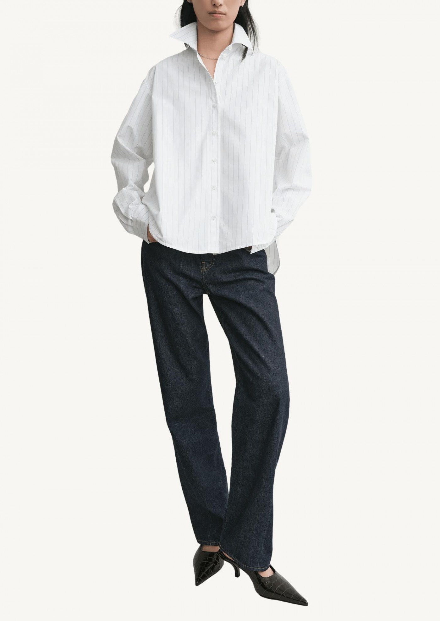 Monogram striped shirt white/cobalt pinstripe